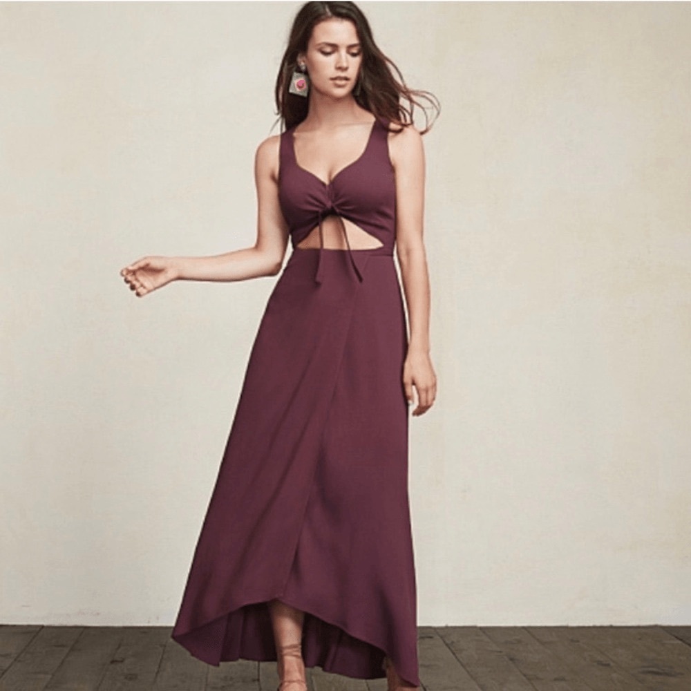Reformation Kai Wrap Dress in Plum XS